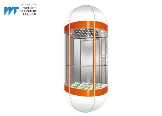 Kapsül Panoramik Küçük Makine Odası Yolcu Asansörü Standart Tip Yük 1000kg